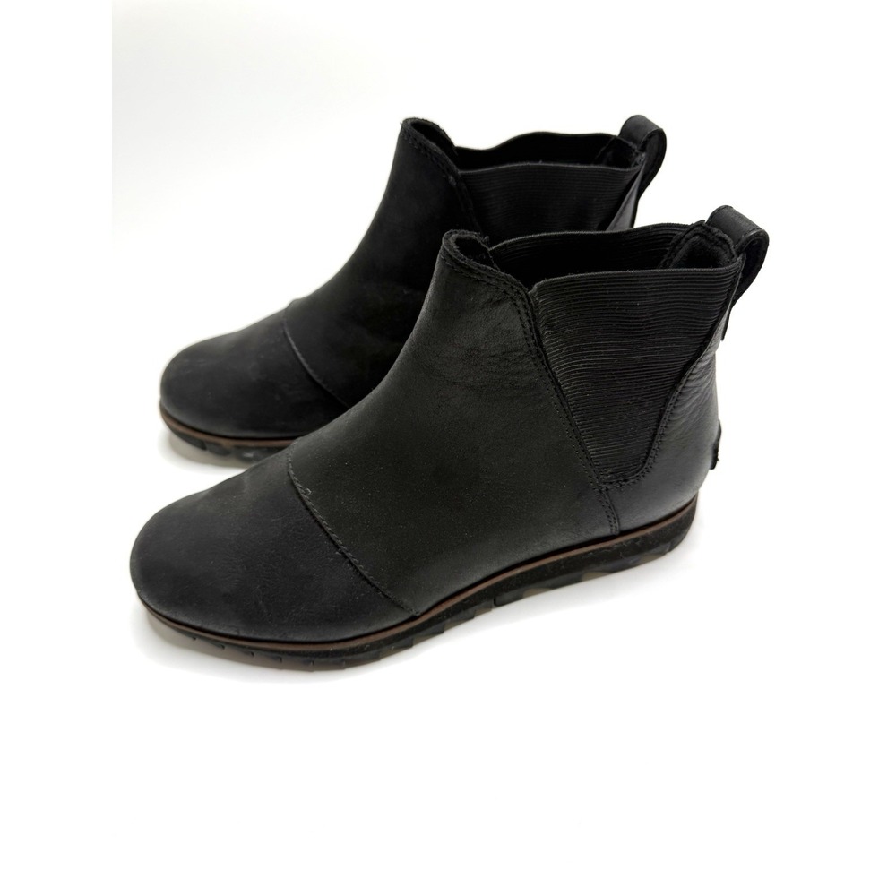 SOREL Harlow Chelsea Black Leather Ankle Boots‎ Women's Size 7 NL3334-010